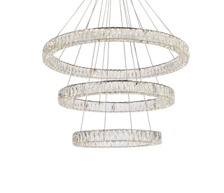 Monroe 41 inch LED triple ring chandelier in chrome