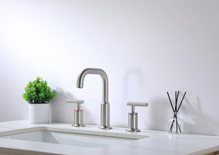 Tobias 8 inch Widespread Double Handle Bathroom Faucet in Brushed Nickel