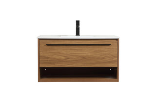 36 inch Single bathroom vanity in walnut brown