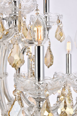 Maria Theresa 28 light Chrome Chandelier Golden Teak (Smoky) Royal Cut Crystal