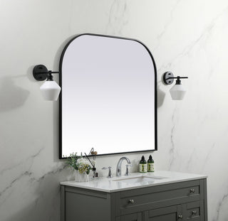 Metal Frame Arch Mirror 42x38 Inch in Black