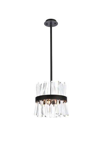 Serephina 12 inch crystal round pendant light in black