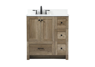 32 inch Single bathroom vanity in natural oak with backsplash