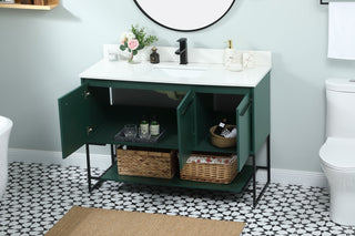 48 inch Single bathroom vanity in green with backsplash