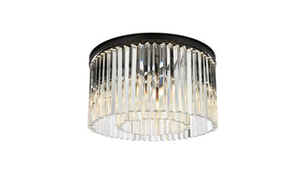 Sydney 8 light Matte Black Flush Mount Clear Royal Cut Crystal