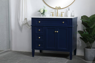 36 inch Single bathroom vanity in blue