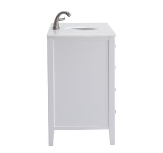 48 inch Single Bathroom vanity in White with ivory white engineered marble