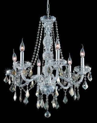 Verona 6 light Chrome Chandelier Golden Teak (Smoky) Royal Cut Crystal