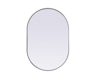 Metal Frame Oval Mirror 27x40 Inch in Silver