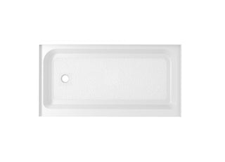 60x32 inch Single threshold shower tray left drain in glossy white