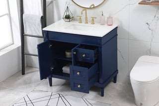 36 inch Single bathroom vanity in blue