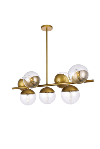 Eclipse 7 Lights Brass Pendant With Clear Glass