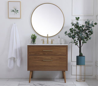 36 inch bathroom Vanity in Walnut Brown with Backsplash