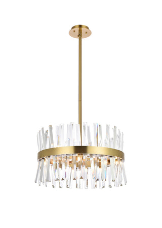 Serephina 20 inch crystal round pendant light in satin gold