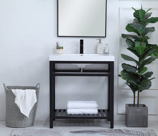 30 inch Single Bathroom Metal Vanity in Black