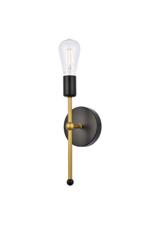 Keely 1 light black and brass wall sconce