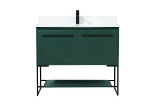 40 inch Single bathroom vanity in green with backsplash