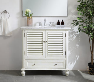 36 inch Single Bathroom Vanity in Antique White