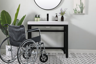 36 inch ADA compliant Single bathroom metal vanity in black