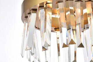 Serephina 12 inch crystal round pendant light in satin gold