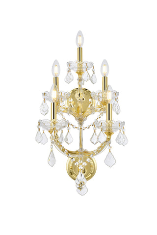 Maria Theresa 5 light Gold Wall Sconce Clear Royal Cut Crystal