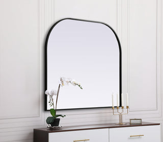 Metal Frame Arch Mirror 40x34 Inch in Black