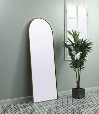 Metal Frame Arch Full Length Mirror 28x74 Inch in Brass