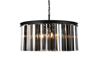 Sydney 8 light Matte Black Chandelier Silver Shade (Grey) Royal Cut Crystal