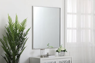 Metal frame rectangle mirror 30 inch in silver