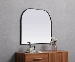 Metal Frame Arch Mirror 36x30 Inch in Black