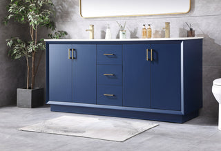 72 Inch Double Bathroom Vanity In Blue