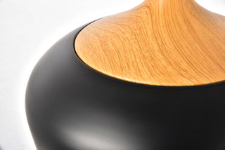 Nora Collection Pendant D11.5in H9in Lt:1 Black and natural wood finish