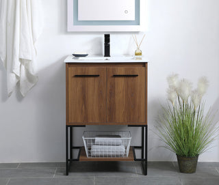 24 inch  Single Bathroom Vanity in Walnut Brown