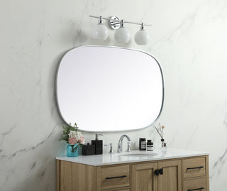 Metal Frame Oval Mirror 30x48 Inch in Silver