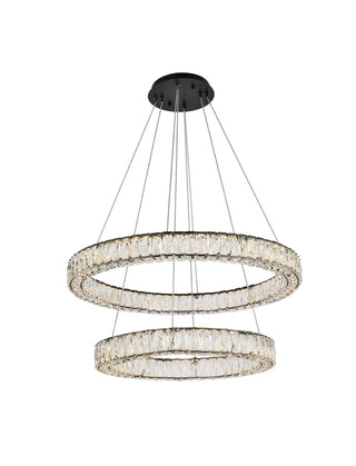 Monroe 32 inch LED double ring chandelier in black