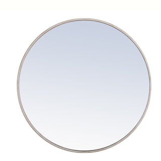 Metal frame Round Mirror 28 inch Silver finish