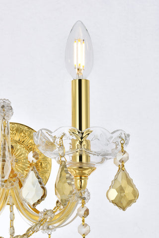 Maria Theresa 2 light Gold Wall Sconce Golden Teak (Smoky) Royal Cut Crystal