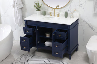 48 inch Single bathroom vanity in blue with backsplash