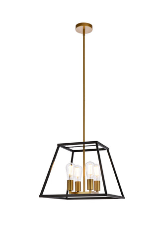 Declan 16 inch pendant in black and brass