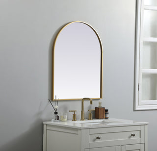 Metal Frame Arch Mirror 24x30 Inch in Brass