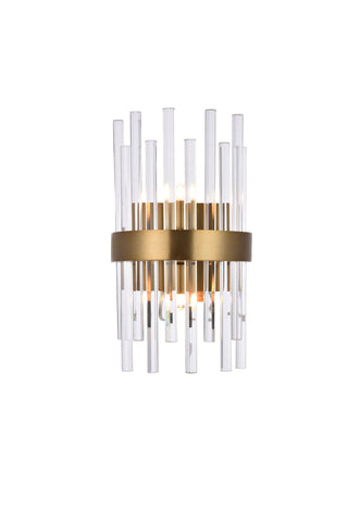 Dallas 2 light Gold and Clear Wall Sconce Clear Royal Cut Crystal