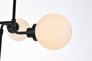 Hanson 8 lights pendant in black with frosted shade