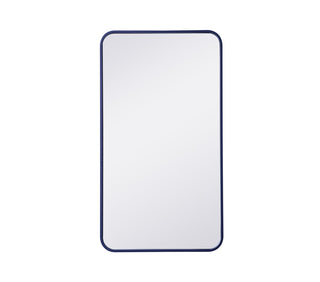 Soft corner metal rectangular mirror 20x36 inch in Blue