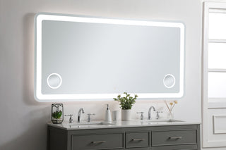 Lux 36in x 72in Hardwired LED mirror with magnifier and color changing temperature 3000K/4200K/6000K