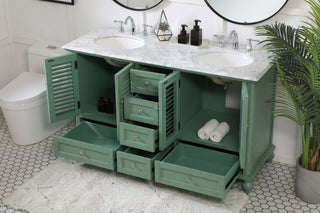 60 inch Double Bathroom Vanity in Vintage Mint