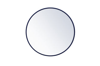 Metal frame round mirror 24 inch Blue