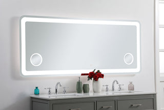 Lux 30in x 72in Hardwired LED mirror with magnifier and color changing temperature 3000K/4200K/6000K