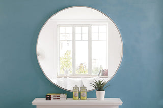 Metal frame Round Mirror 42 inch Silver finish