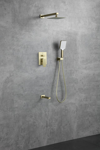 Petar Complete Shower and Tub Faucet with Rough-in Valve in Brushed Gold