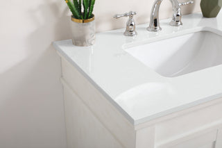 30 inch Single Bathroom vanity in Antique White with ivory white engineered marble